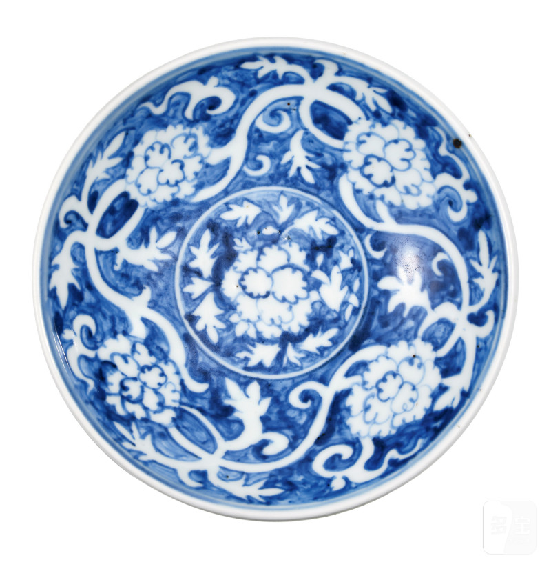 明正德 青花缠枝花卉孔明碗 - 图2